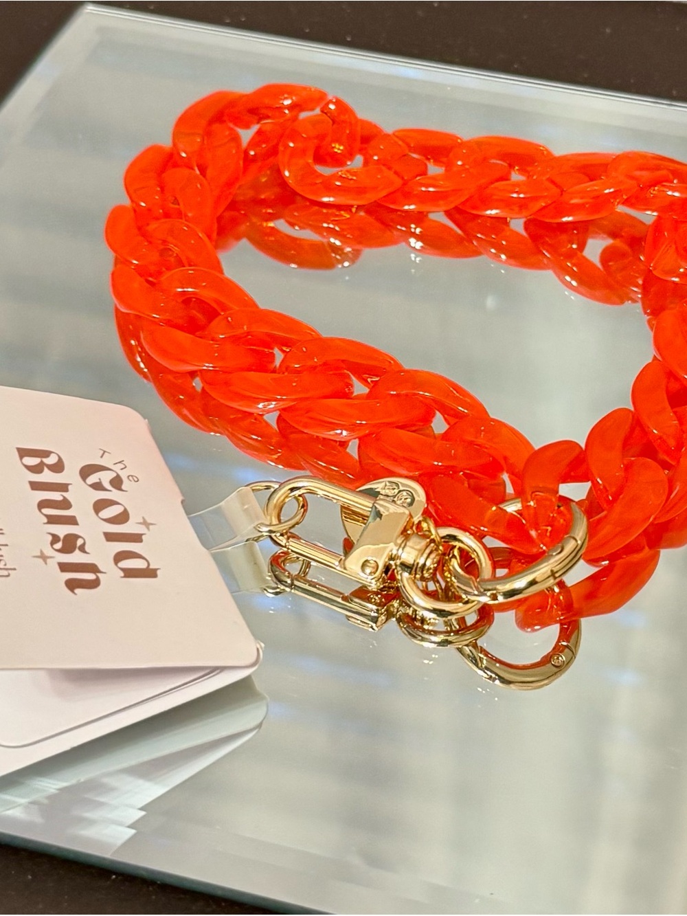 New Gold Blush Red Phone Wrist Strap with Gold Hardware